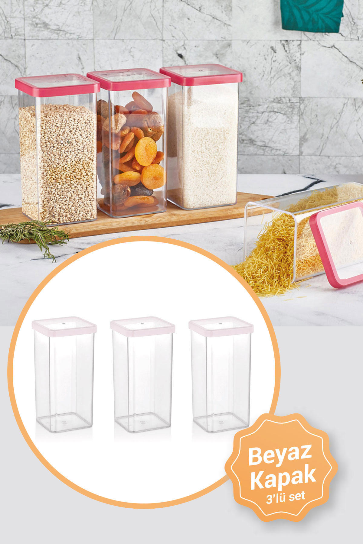 Luxmilard 6 Parça Kare Plastik Saklama Kabı 1.6 lt