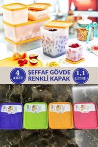 Flosoft 8 Parça Dikdörtgen plastik Saklama Kabı 1.1 lt