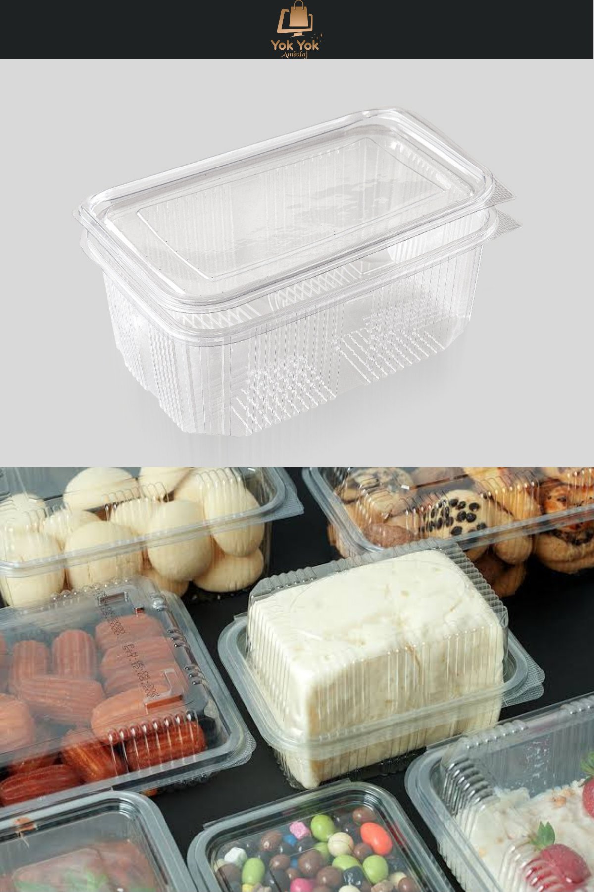 Yok Yok Ambalaj Dikdörtgen Plastik Saklama Kabı 750 ml