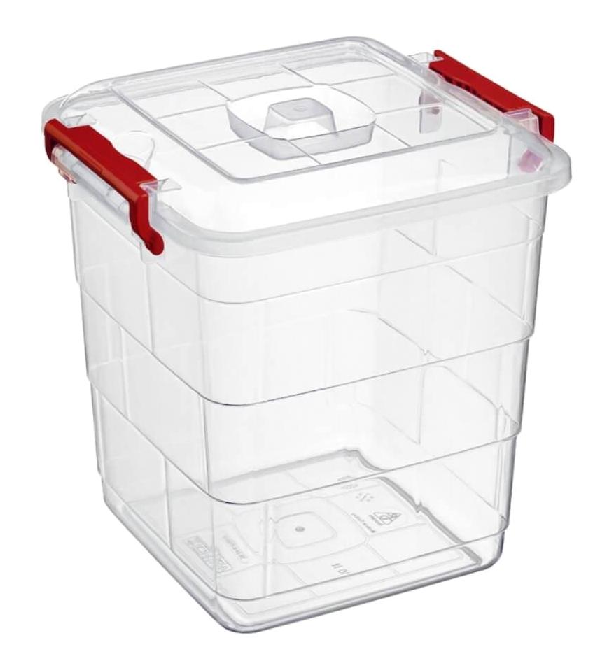 Piev 2 Parça Kare plastik Saklama Kabı 10 lt