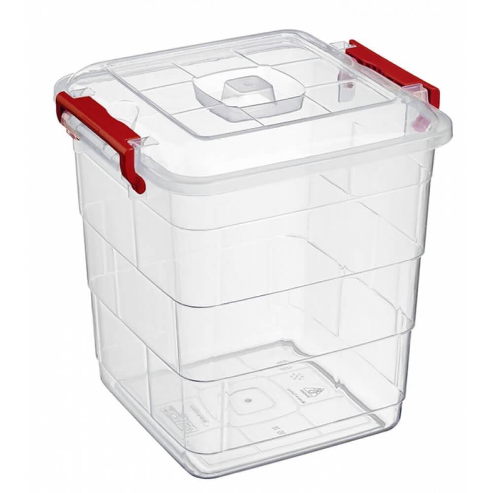 Piev 2 Parça Kare plastik Saklama Kabı 15 lt