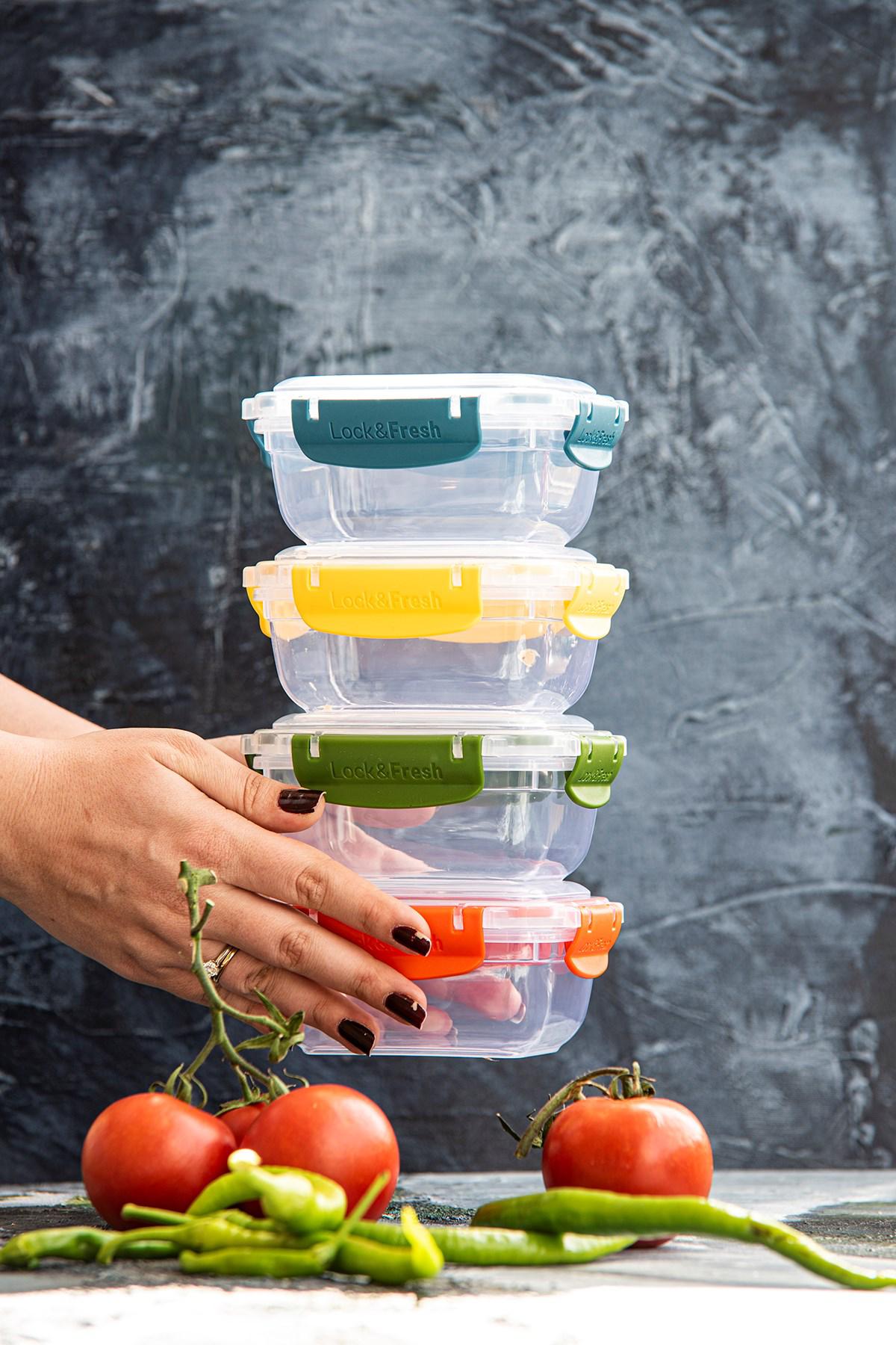 Anı Home 8 Parça Kare Plastik Saklama Kabı 400 ml