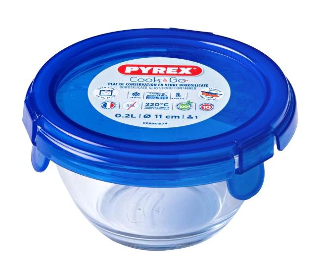 Pyrex 2 Parça Yuvarlak Cam Saklama Kabı 200 ml