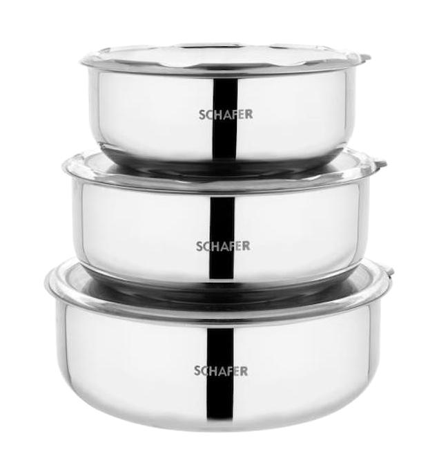 Schafer 3 Parça Oval Çelik Saklama Kabı