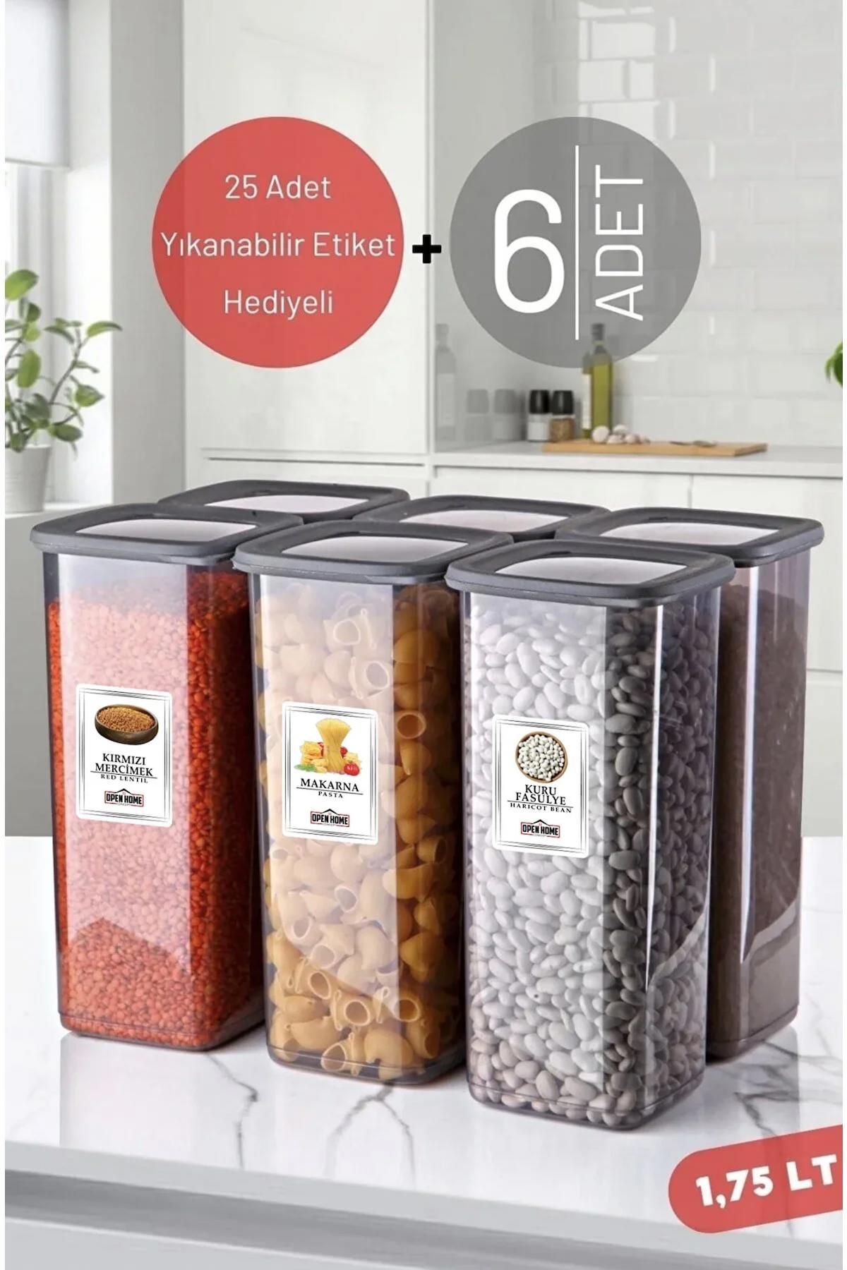 Open Home Concept 6 Parça Kare Plastik Saklama Kabı 1.75 lt