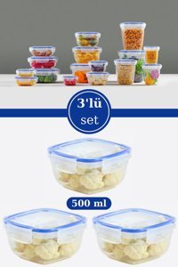 Flosoft 6 Parça Kare plastik Saklama Kabı 500 ml