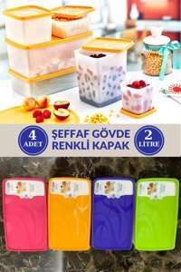 Flosoft 8 Parça Dikdörtgen plastik Saklama Kabı 2 lt