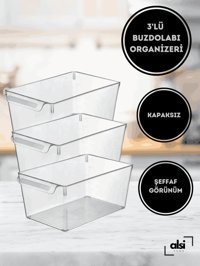 Alsi Home 3 Parça Dikdörtgen Plastik Saklama Kabı