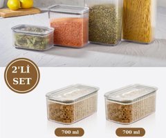 Flosoft 4 Parça Dikdörtgen plastik Saklama Kabı 700 ml