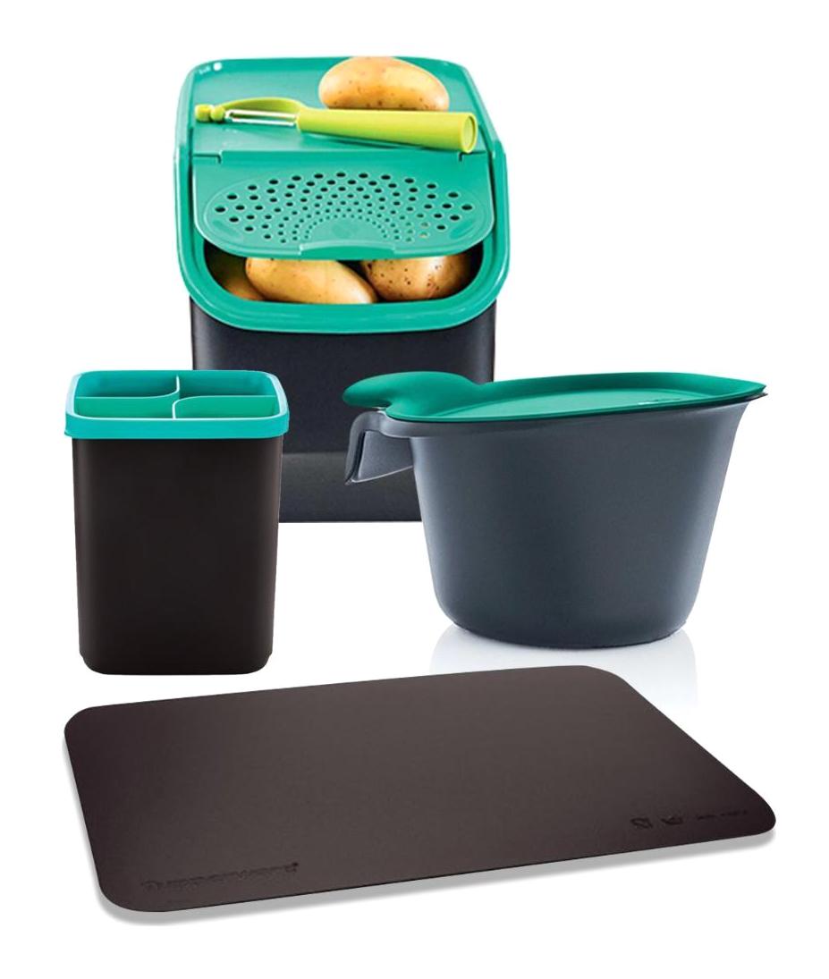Tupperware 5 Parça Kare Plastik Saklama Kabı 5.5 lt