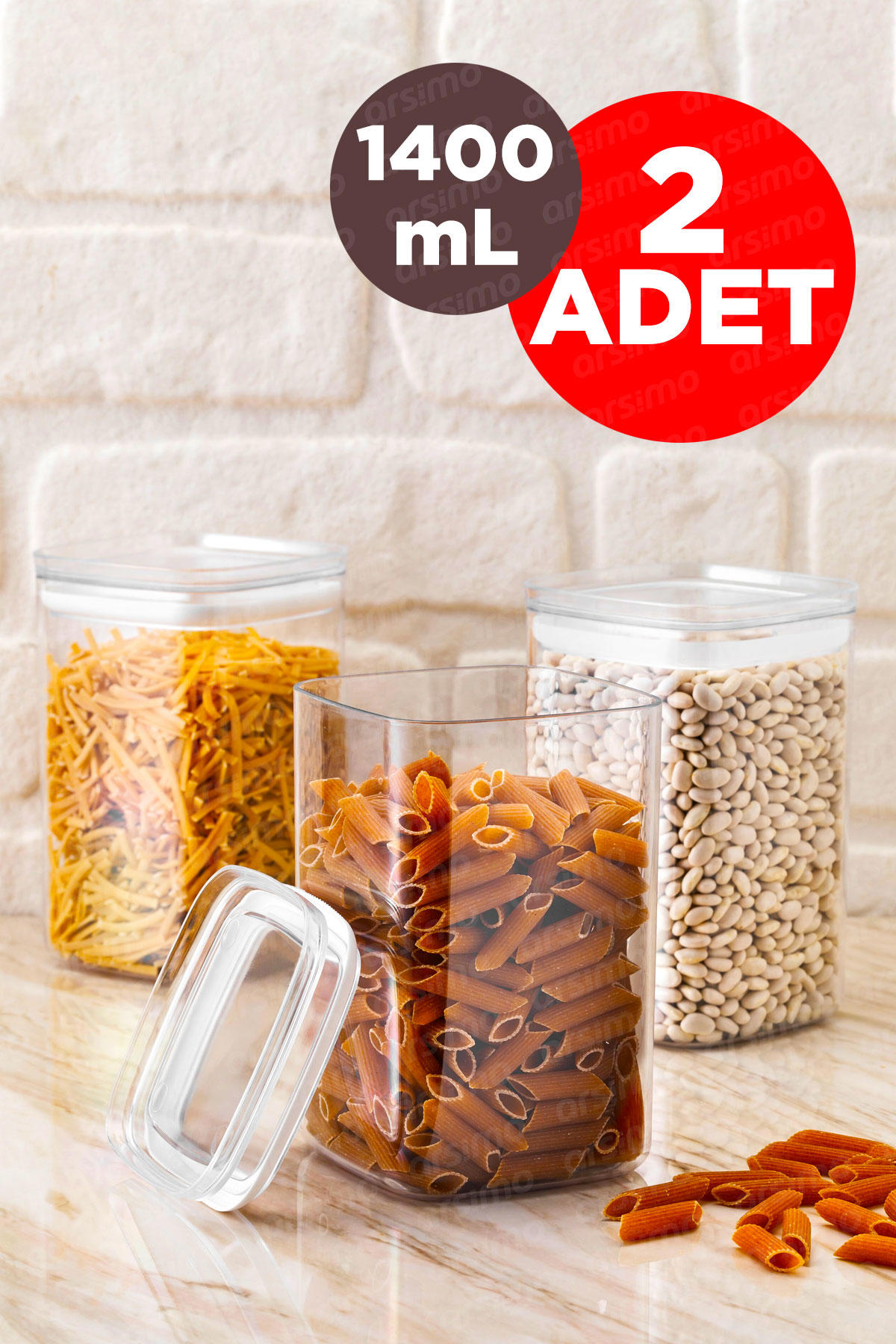 Arsimo 4 Parça Dikdörtgen Akrilik Saklama Kabı 1.4 lt