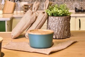 Bambum 2 Parça Yuvarlak Granit Saklama Kabı