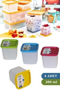 Flosoft 8 Parça Kare plastik Saklama Kabı 380 ml