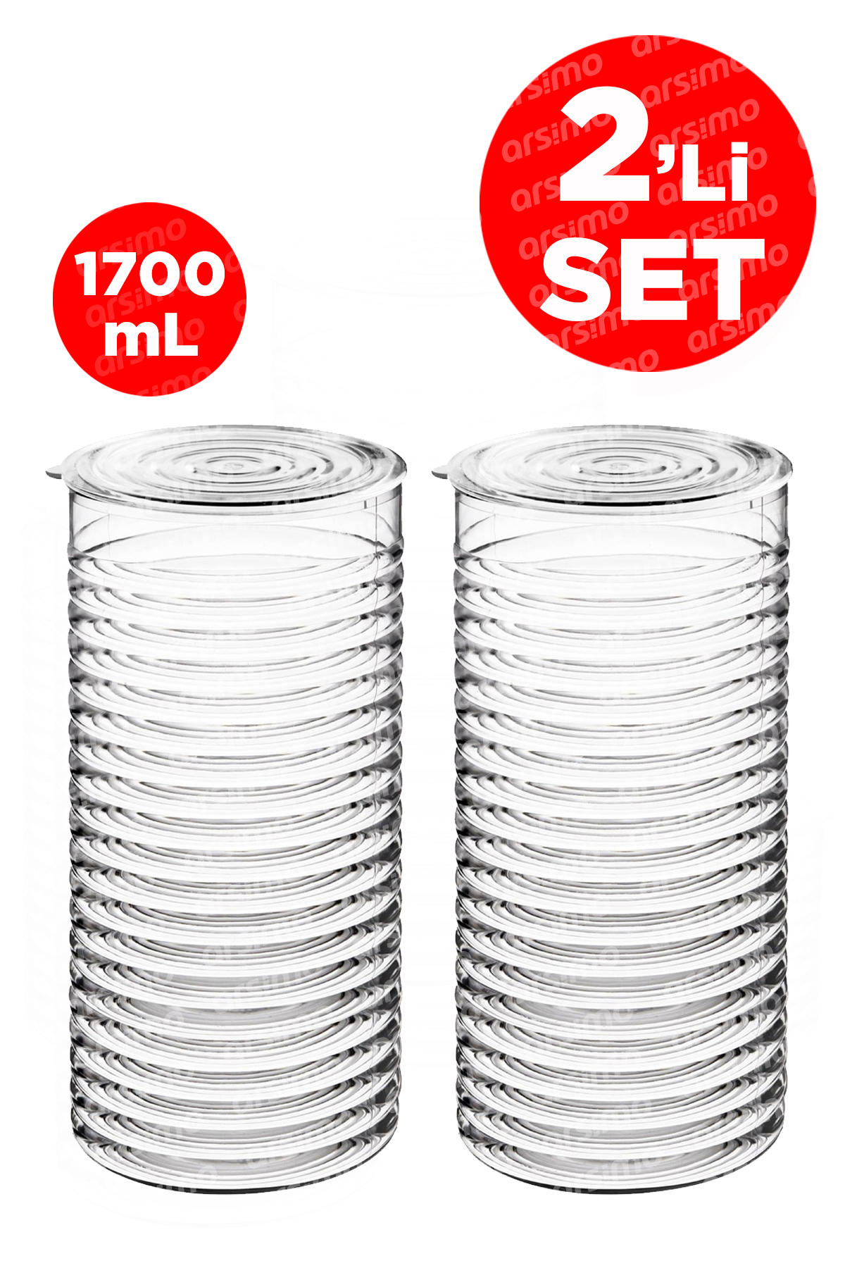 Arsimo 4 Parça Yuvarlak Cam Saklama Kabı 1.7 lt