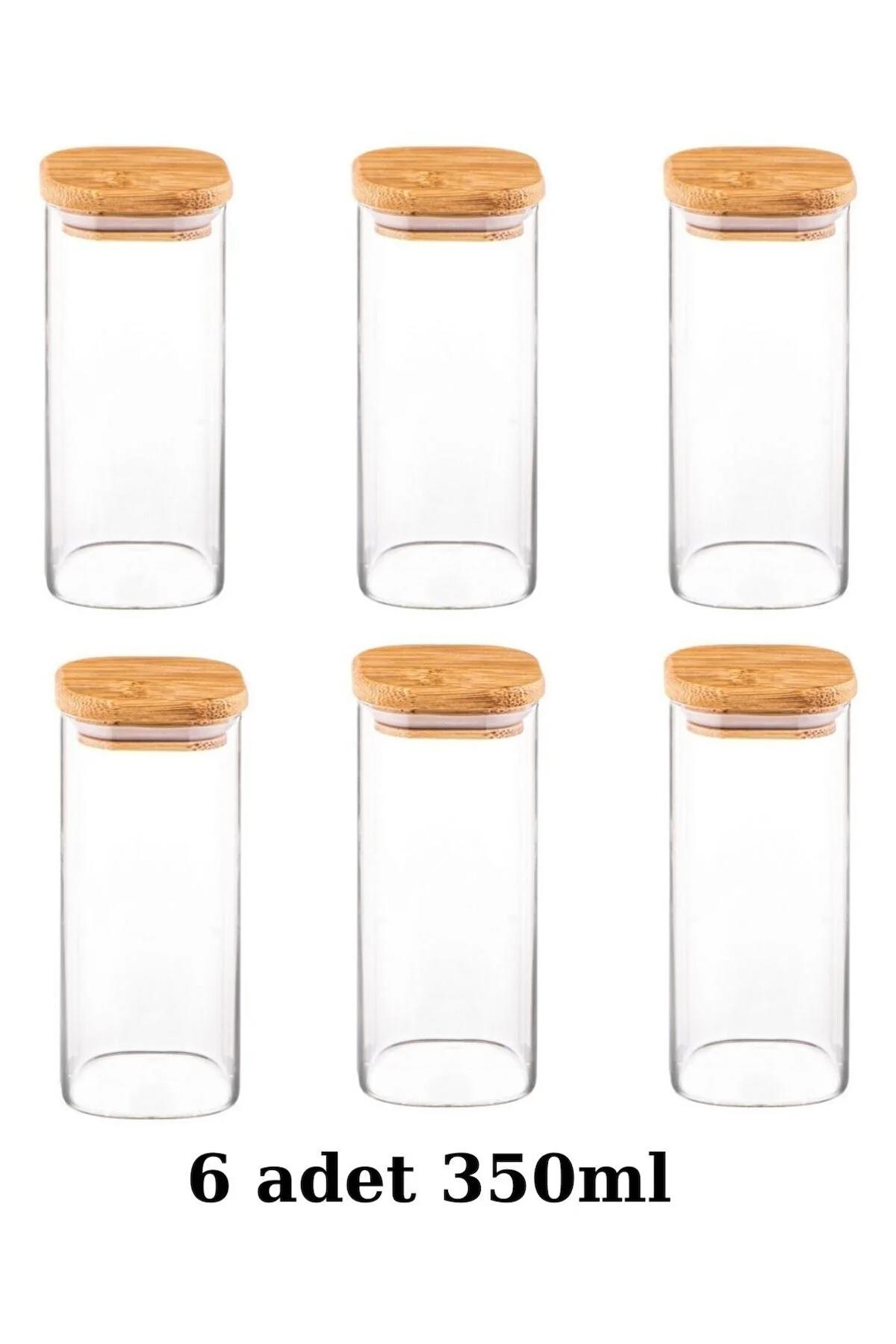 Bambum 6 Parça Kare Cam Saklama Kabı 350 ml