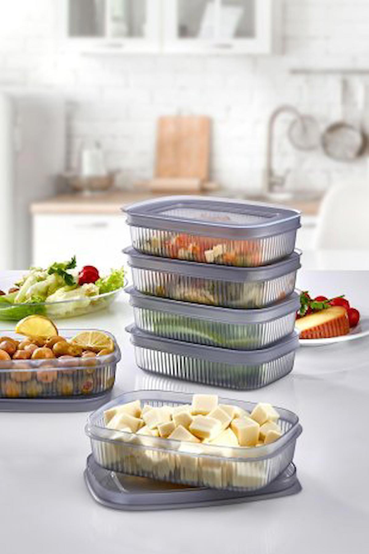 Lider 8 Parça Dikdörtgen Plastik Saklama Kabı 600 ml