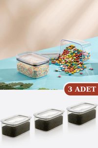 Flosoft 9 Parça Dikdörtgen Akrilik Saklama Kabı 400 ml