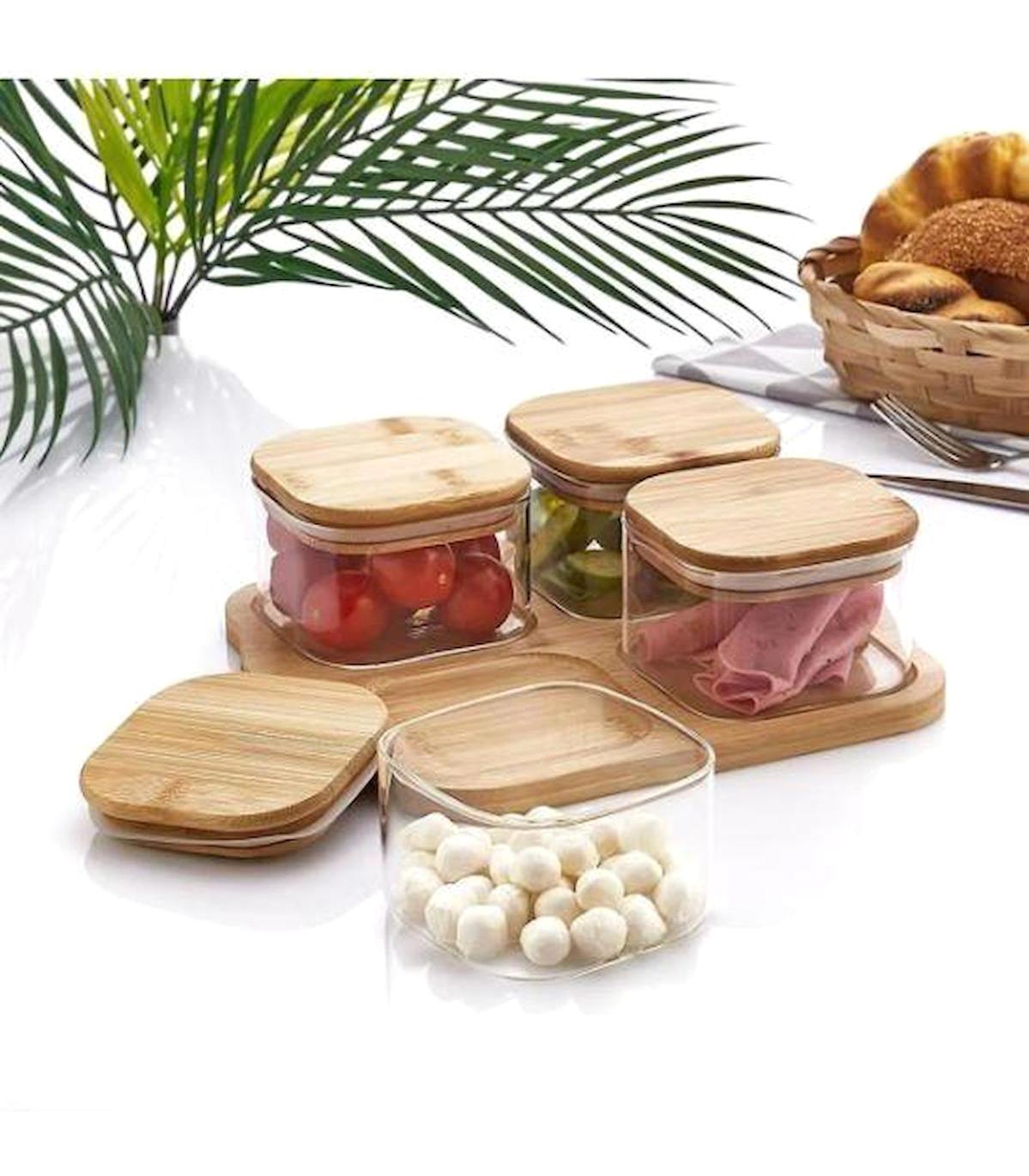 Rossel Premium 8 Parça Kare Cam Saklama Kabı