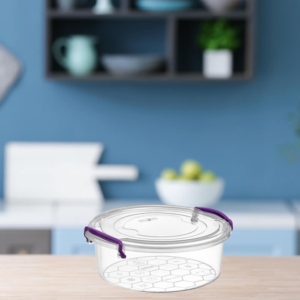 Piev 2 Parça Yuvarlak plastik Saklama Kabı 1 lt