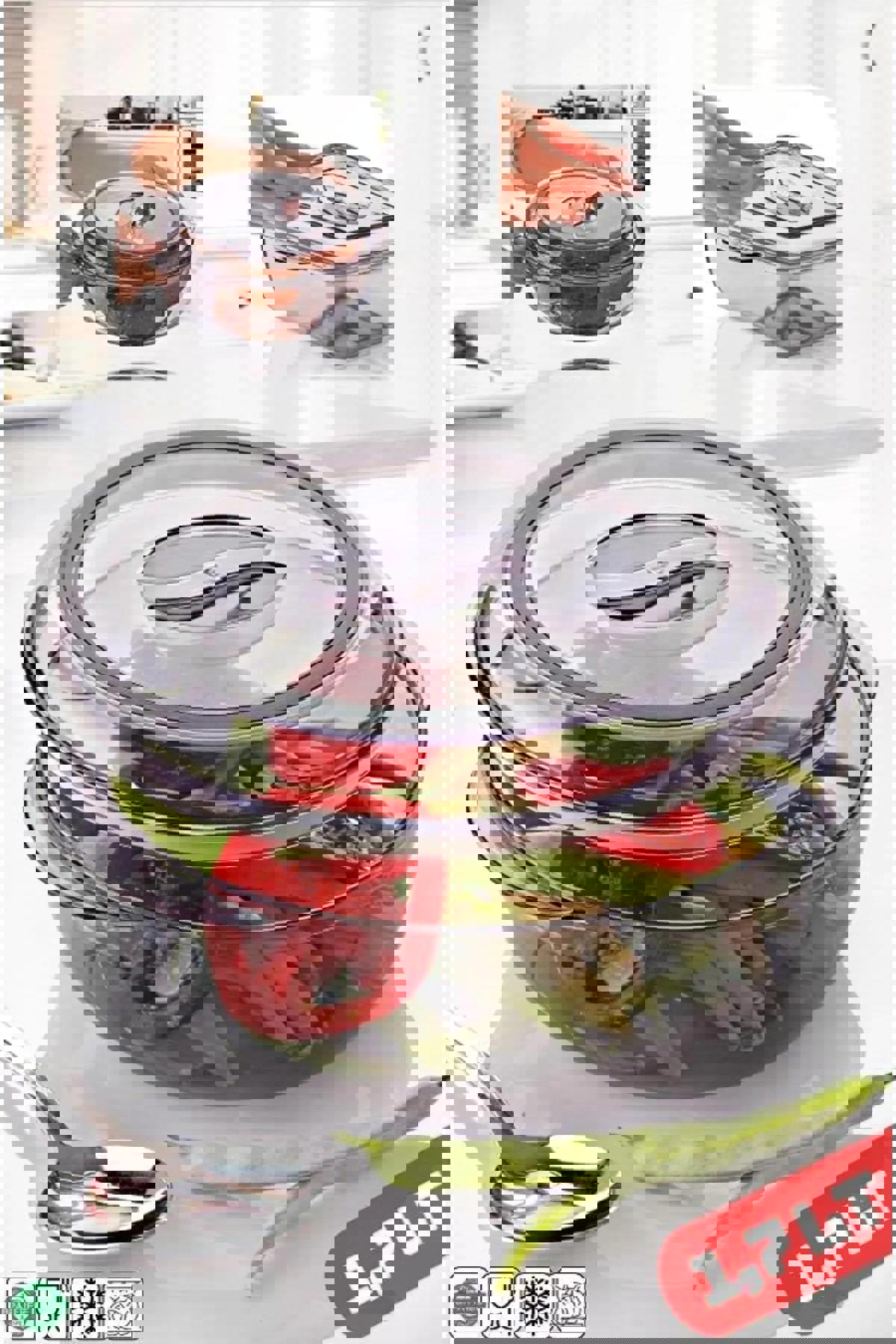 Bsre Evet 1 Parça Dikdörtgen cam Saklama Kabı 1.7 lt
