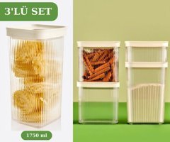 Flosoft 6 Parça Kare plastik Saklama Kabı 1.75 lt