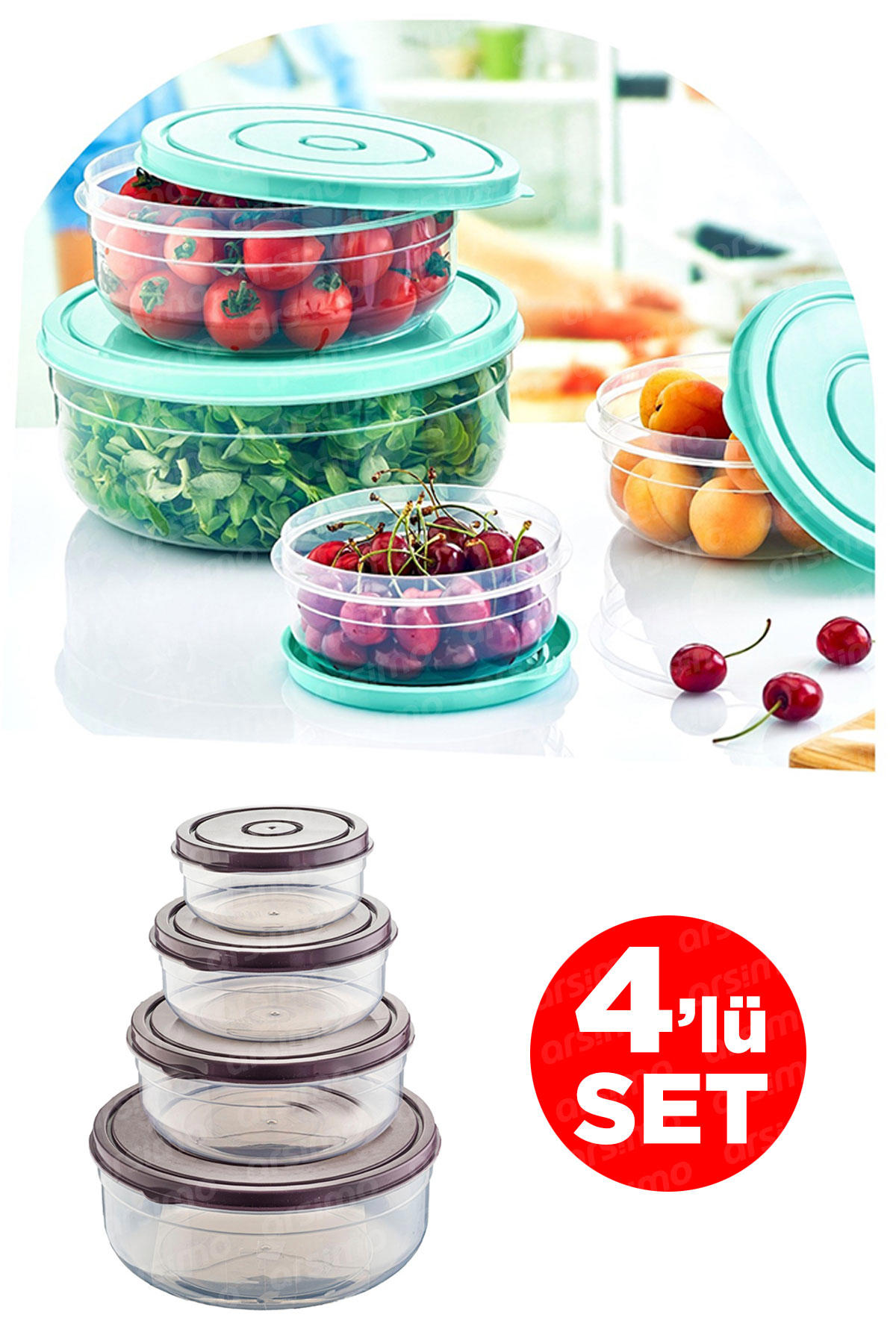 Arsimo 8 Parça Yuvarlak Plastik Saklama Kabı