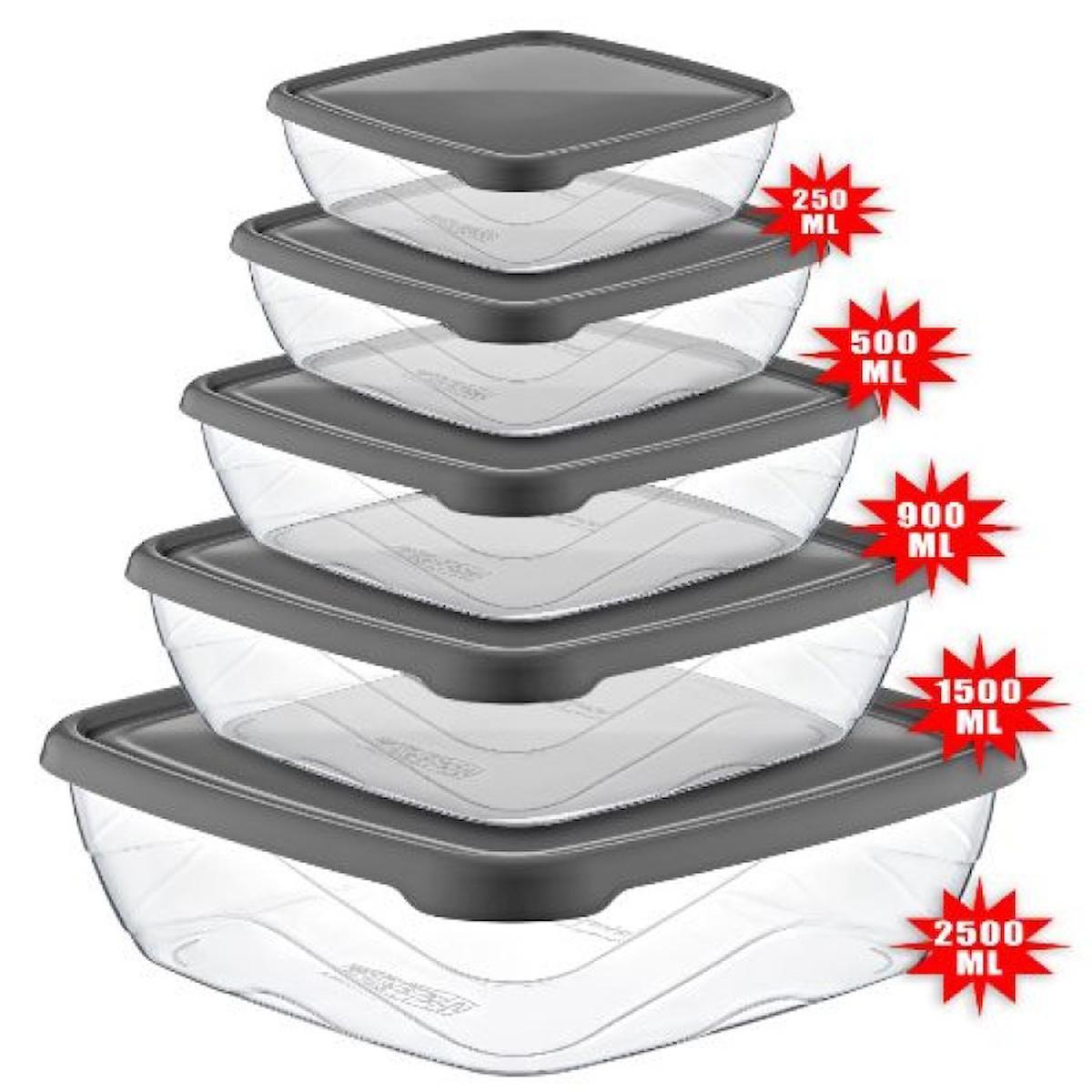 Qosrix 5 Parça Dikdörtgen Cam Saklama Kabı