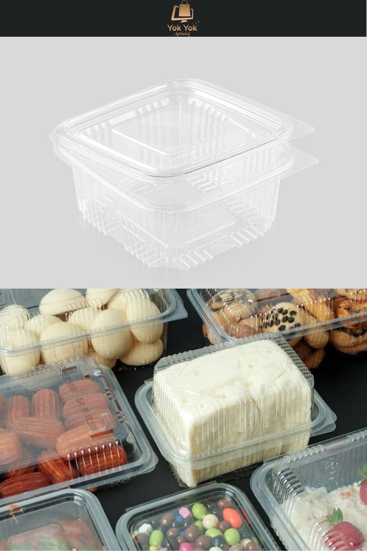 Yok Yok Ambalaj Kare Plastik Saklama Kabı 375 ml