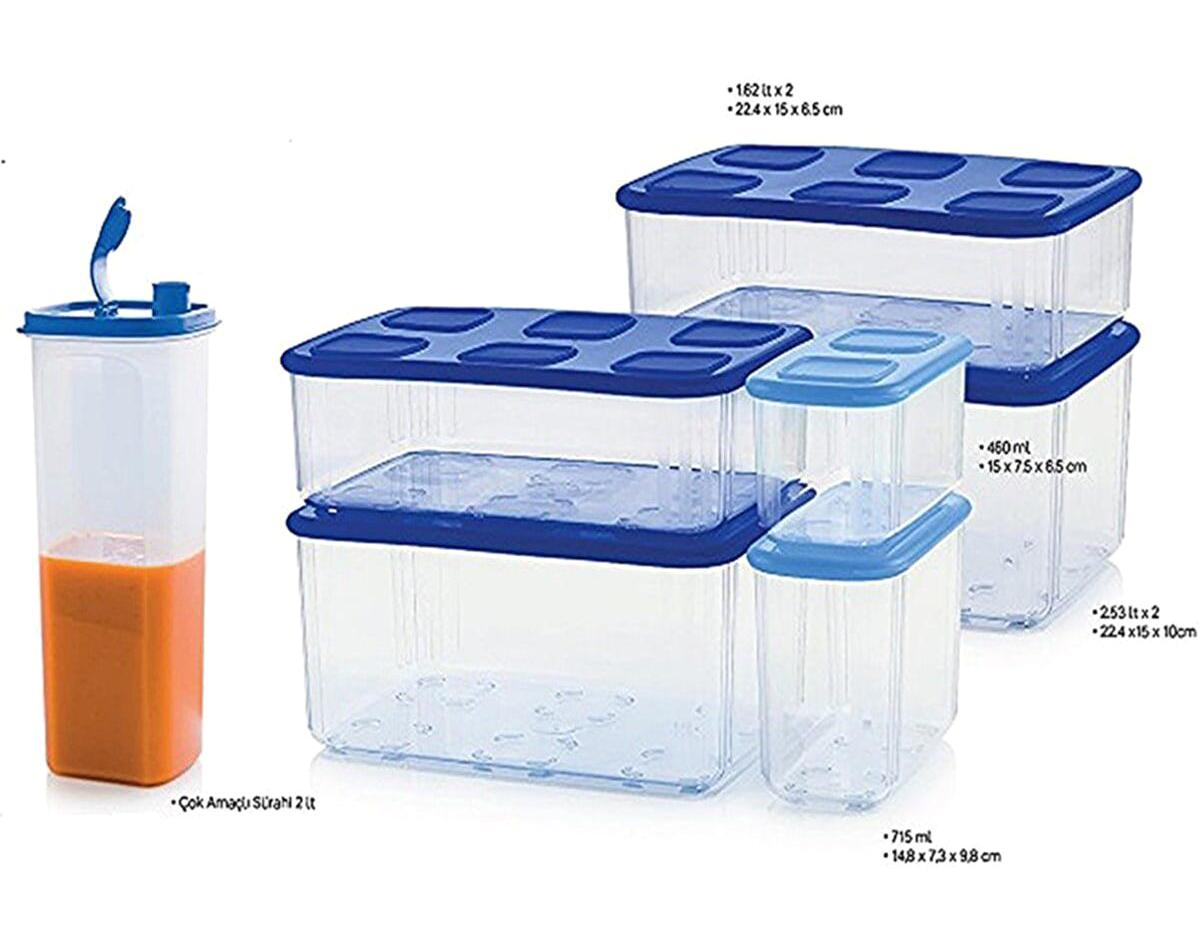 Tupperware 14 Parça Dikdörtgen - Silindir Plastik Saklama Kabı