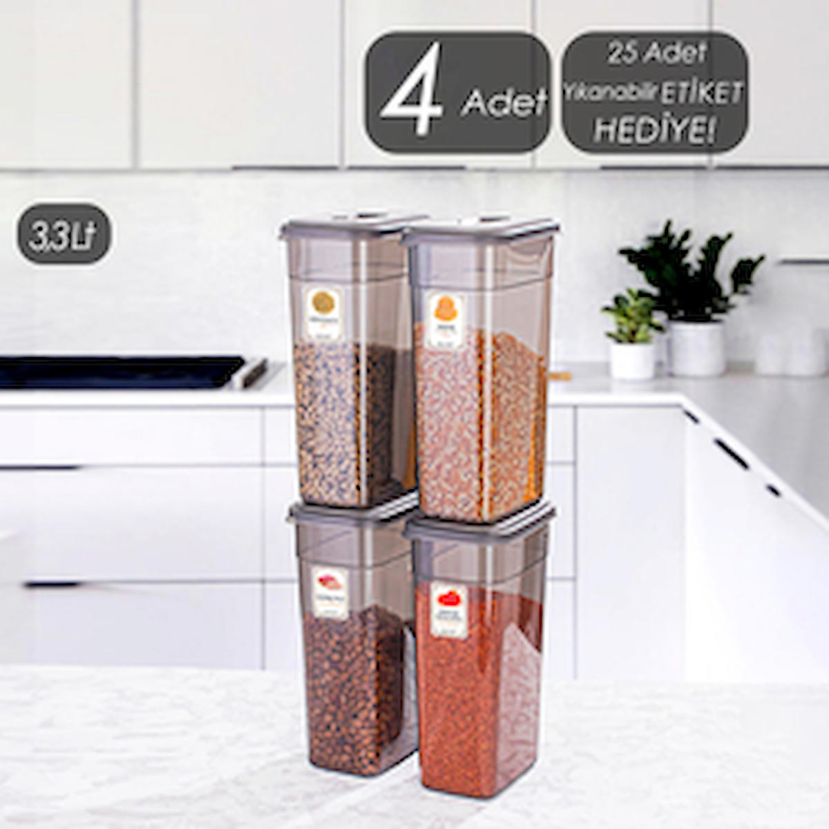 Porsima 8 Parça Dikdörtgen Plastik Saklama Kabı 3.3 lt