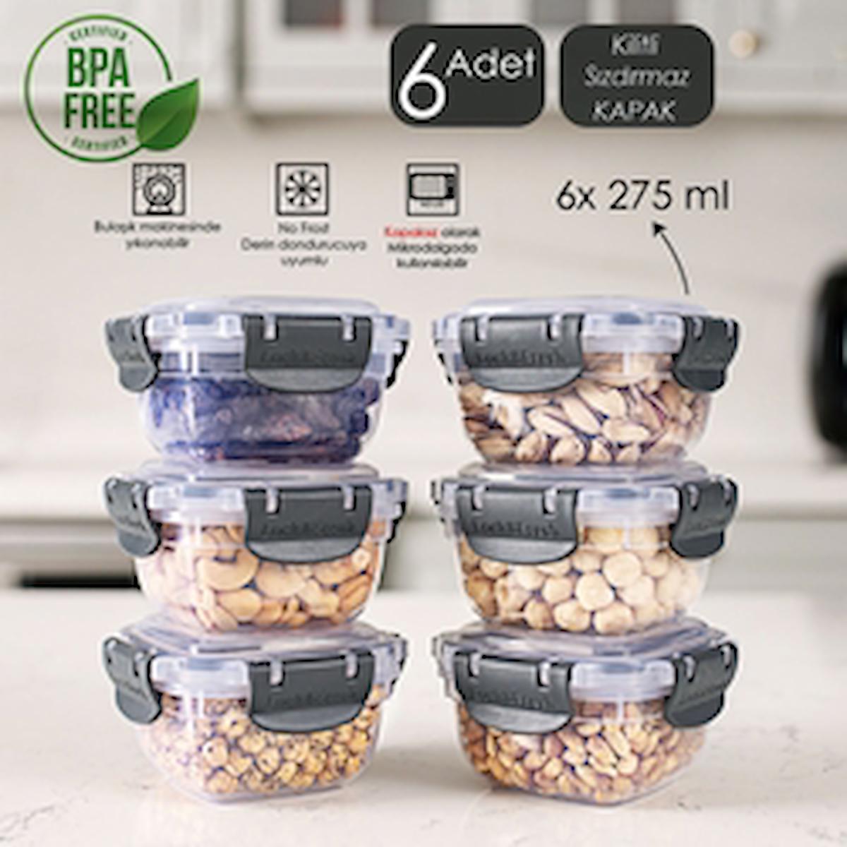 Porsima 12 Parça Kare Plastik Saklama Kabı 275 ml