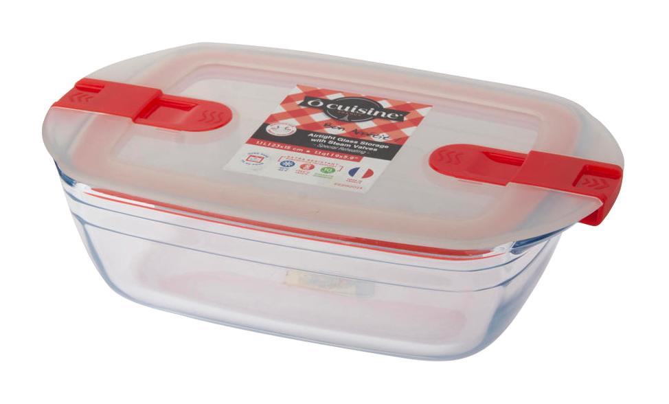 Ocuısıne 2 Parça Dikdörtgen Cam Saklama Kabı 1.1 lt