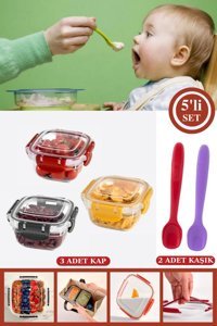 Flosoft 5 Parça Kare Silikon Saklama Kabı 275 ml