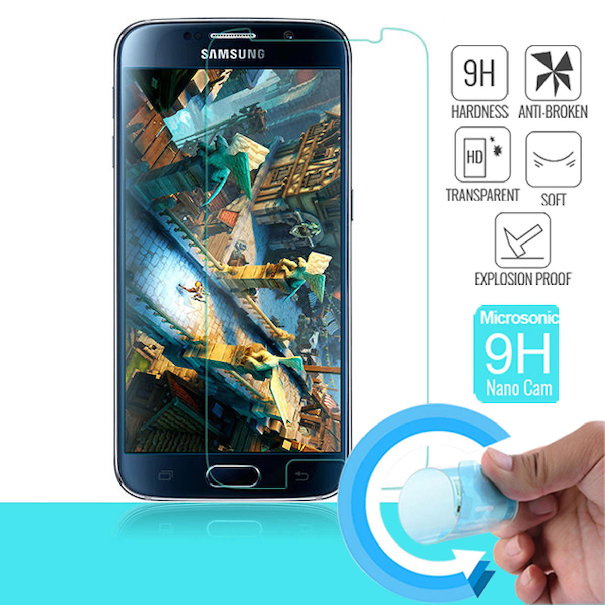 Microsonic Samsung Galaxy S6 Kırılmaz Temperli Cam Parlak Ekran Koruyucu