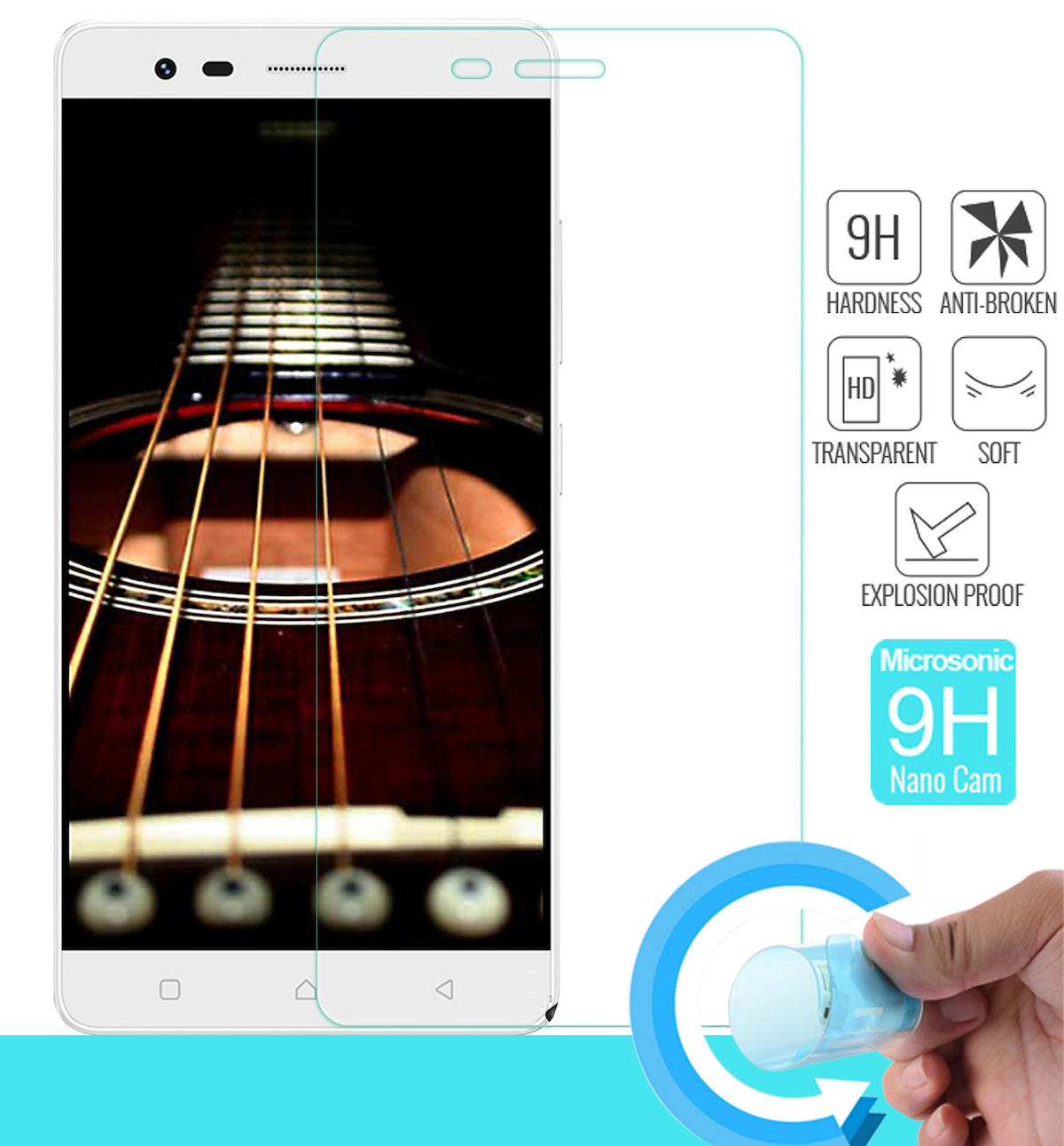 Microsonic Lenovo K5 Note Kırılmaz Temperli Cam Parlak Ekran Koruyucu