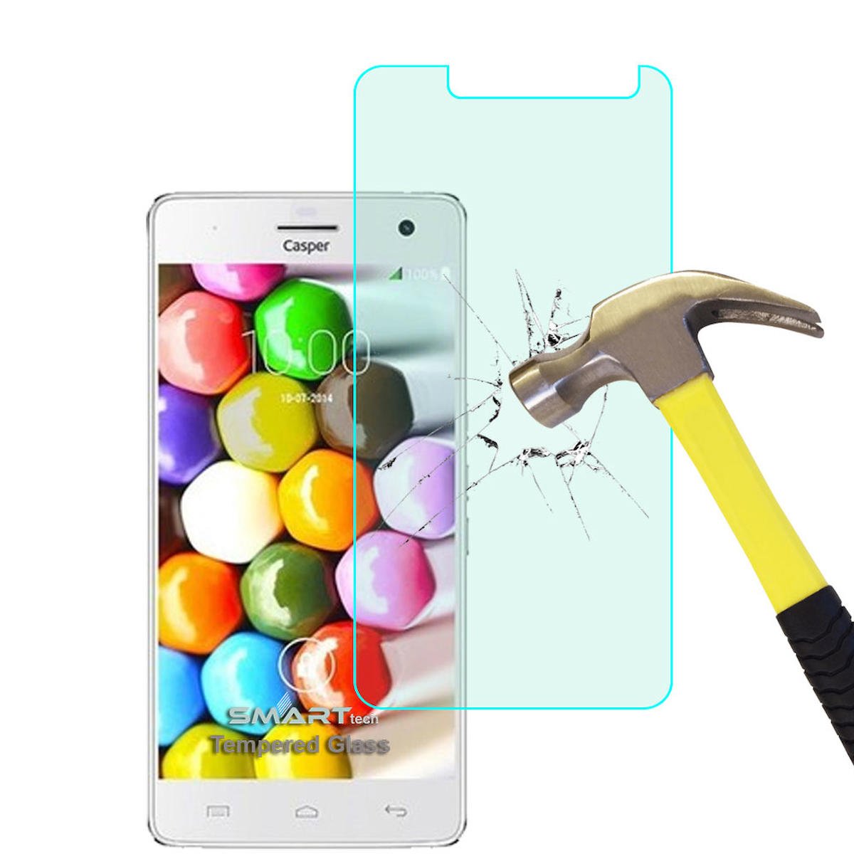 Smart Tech Casper Via V8 Kırılmaz Temperli Cam Parlak Ekran Koruyucu