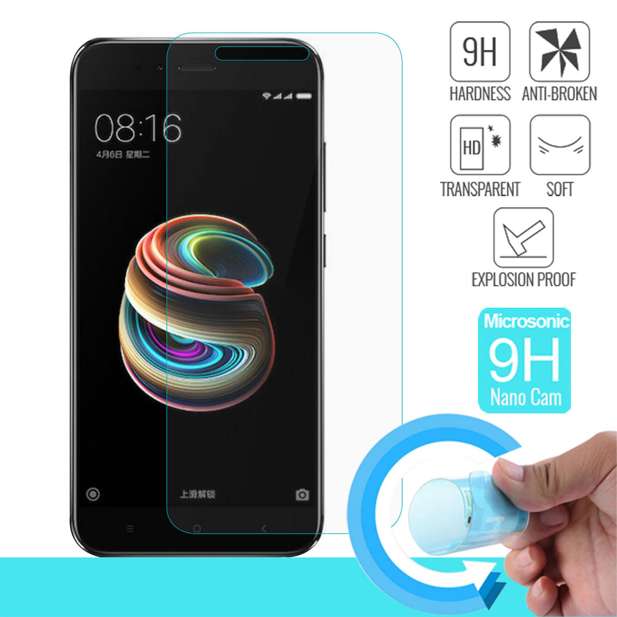 Microsonic Xiaomi Mi A1 Kırılmaz Temperli Cam Parlak Ekran Koruyucu