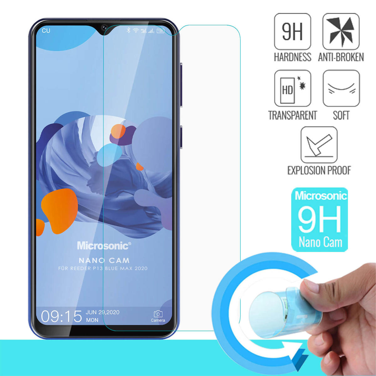 Microsonic Reeder P13 Blue Max 2020 Temperli Cam Parlak Ekran Koruyucu