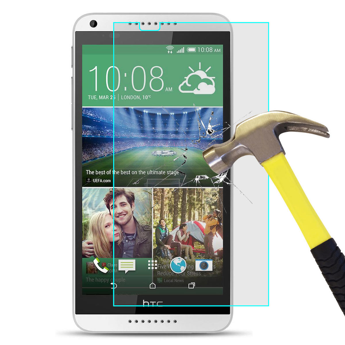 Smart Tech HTC Desire 816 Kırılmaz Temperli Cam Parlak Ekran Koruyucu
