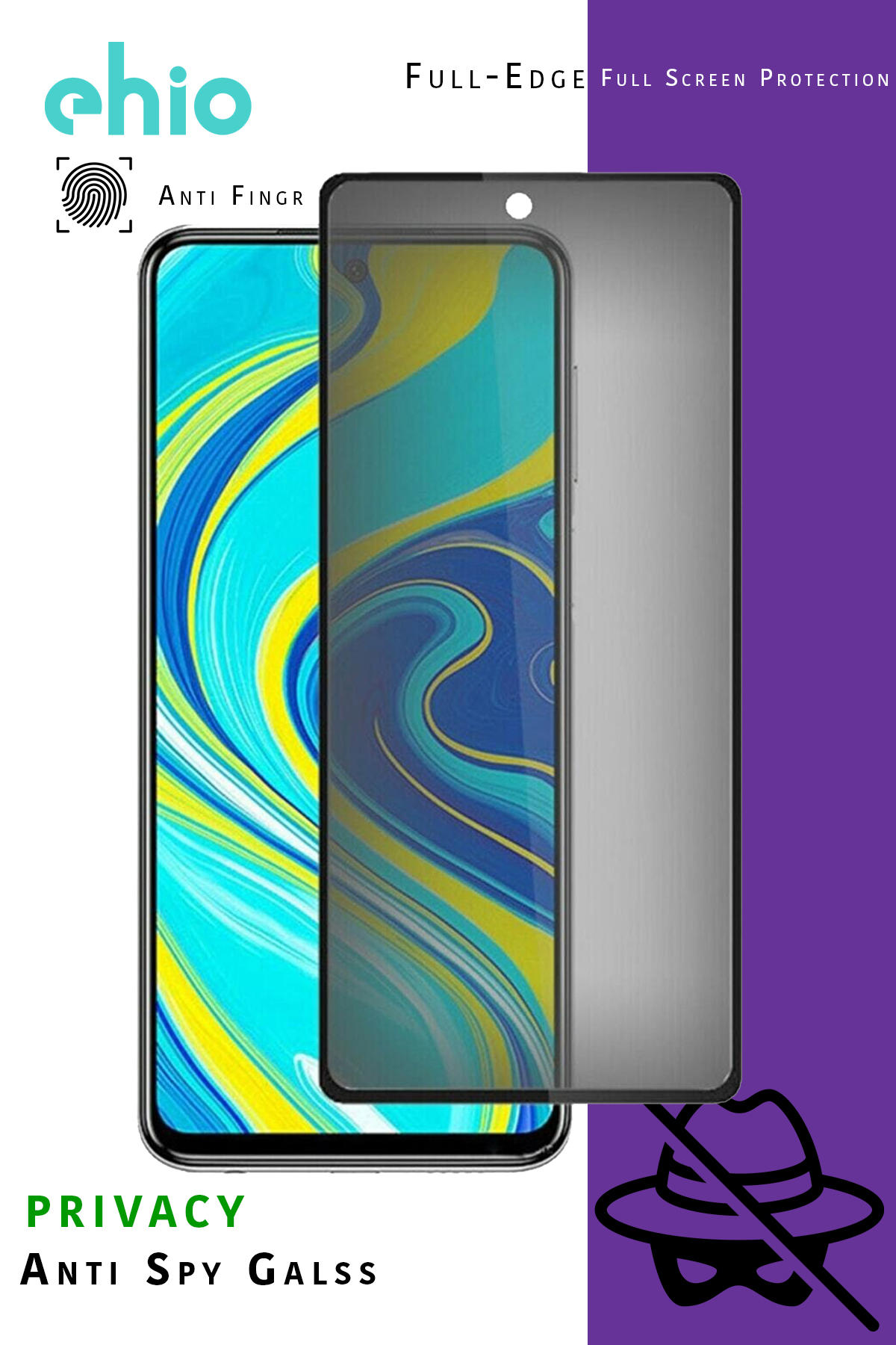 Jopus Xiaomi Redmi Note 9 Temperli Cam Gizli Hayalet Ekran Koruyucu