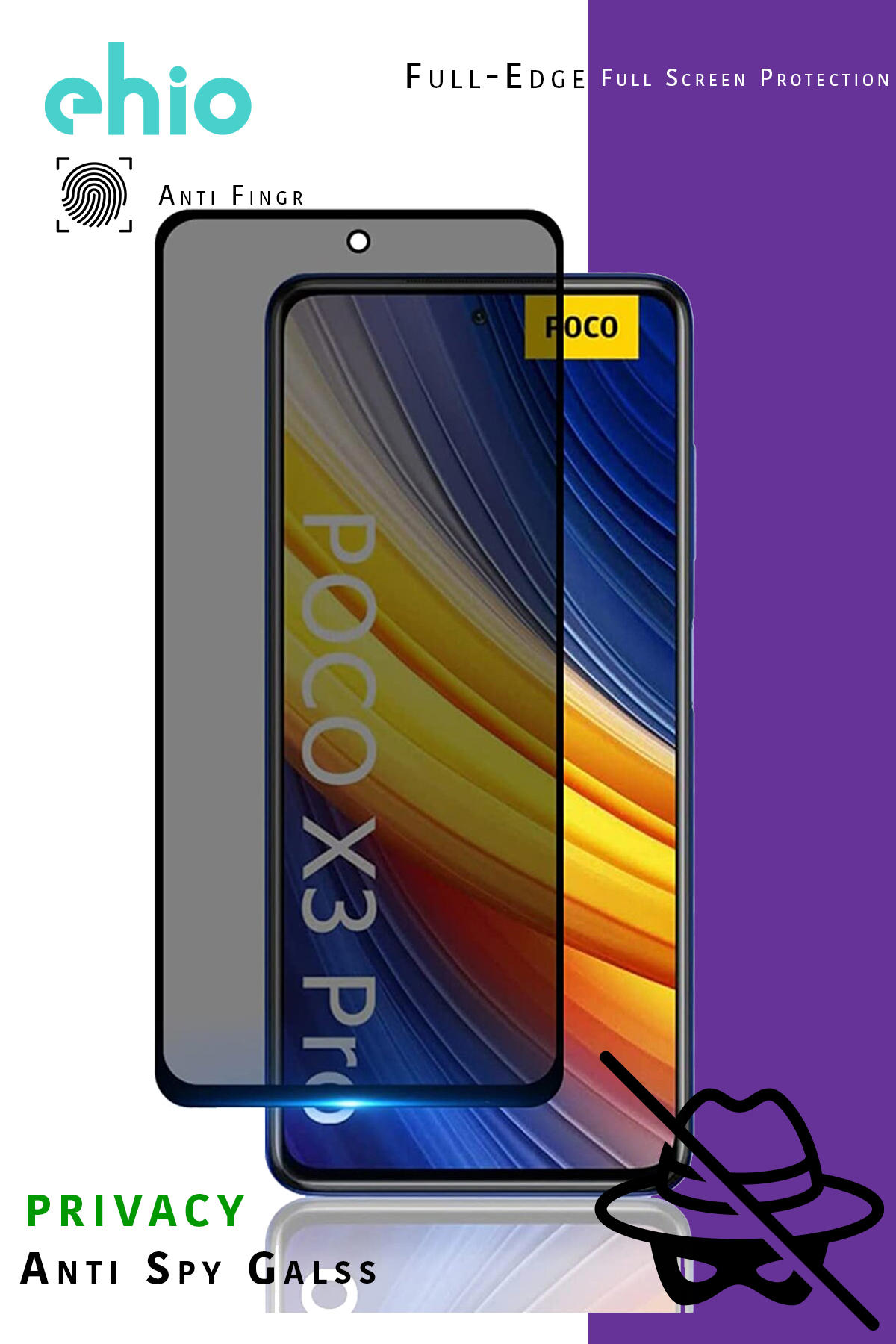 Jopus Poco X3 NFC Temperli Cam Gizli Hayalet Ekran Koruyucu