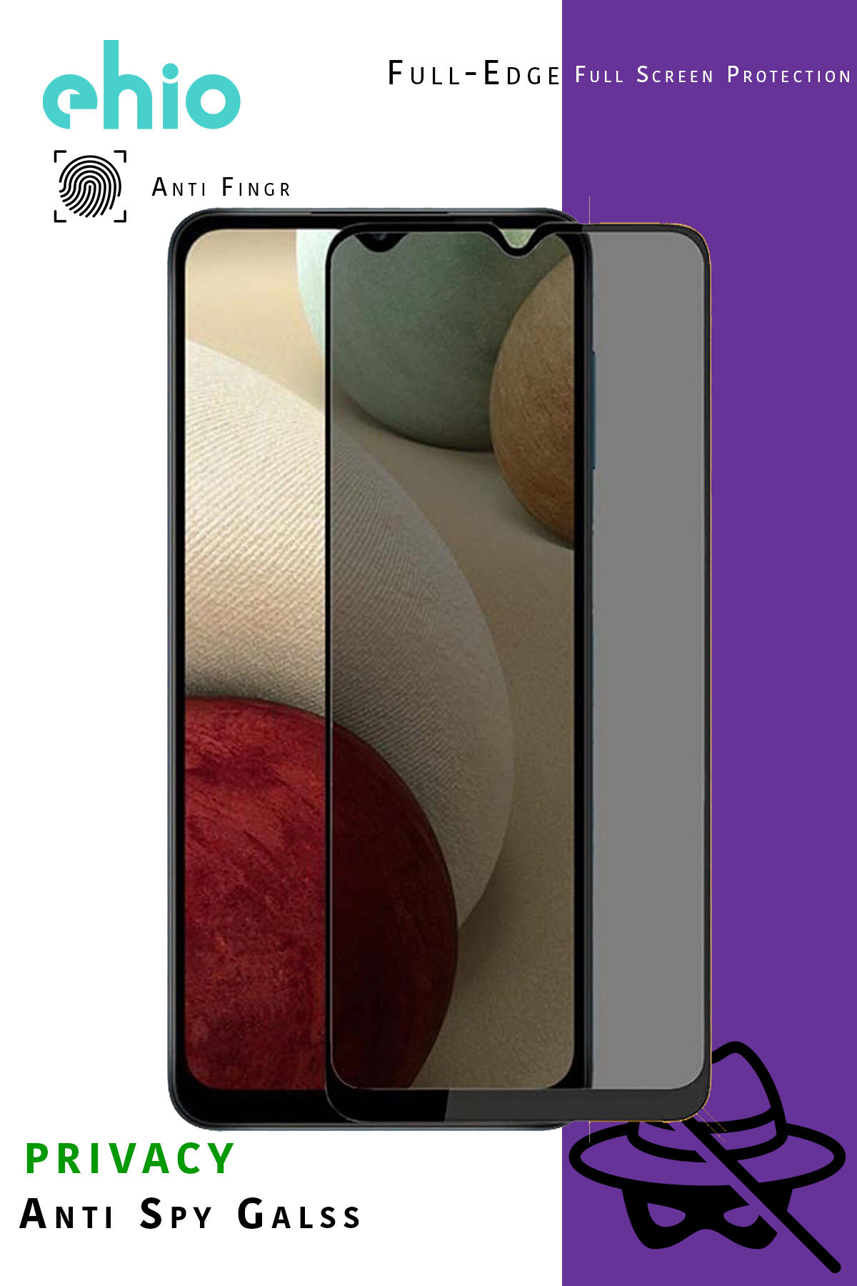 Jopus Samsung Galaxy A12 Temperli Cam Gizli Hayalet Ekran Koruyucu
