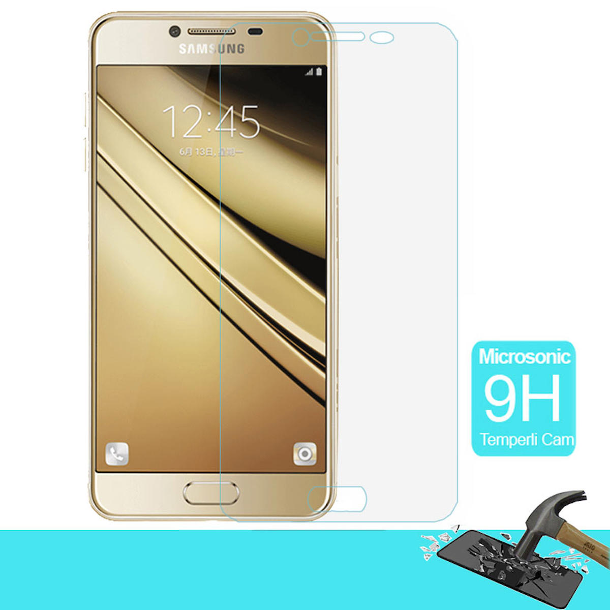 Microsonic Samsung Galaxy C5 Temperli Cam Parlak Ekran Koruyucu