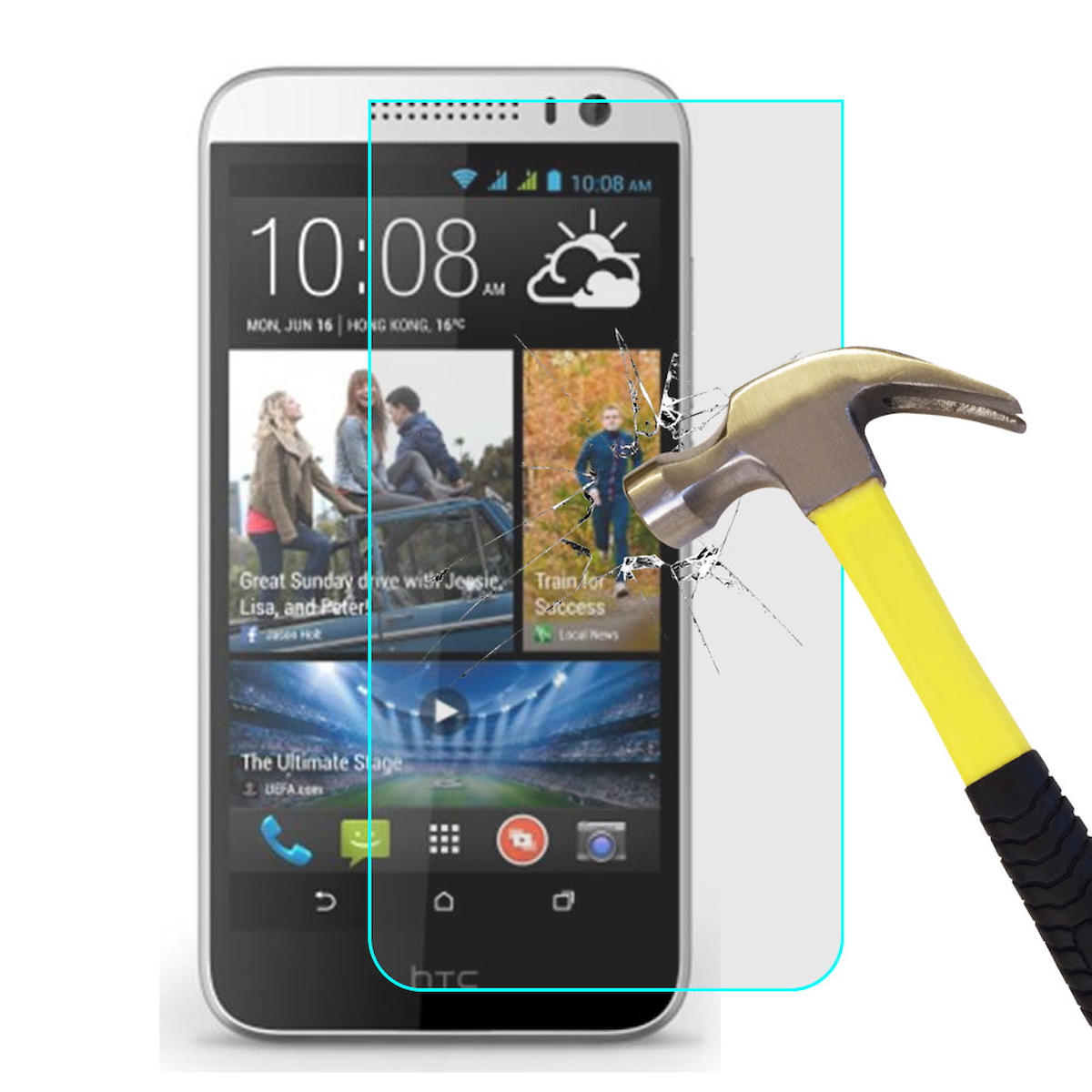 Smart Tech HTC Desire 616 Kırılmaz Temperli Cam Parlak Ekran Koruyucu
