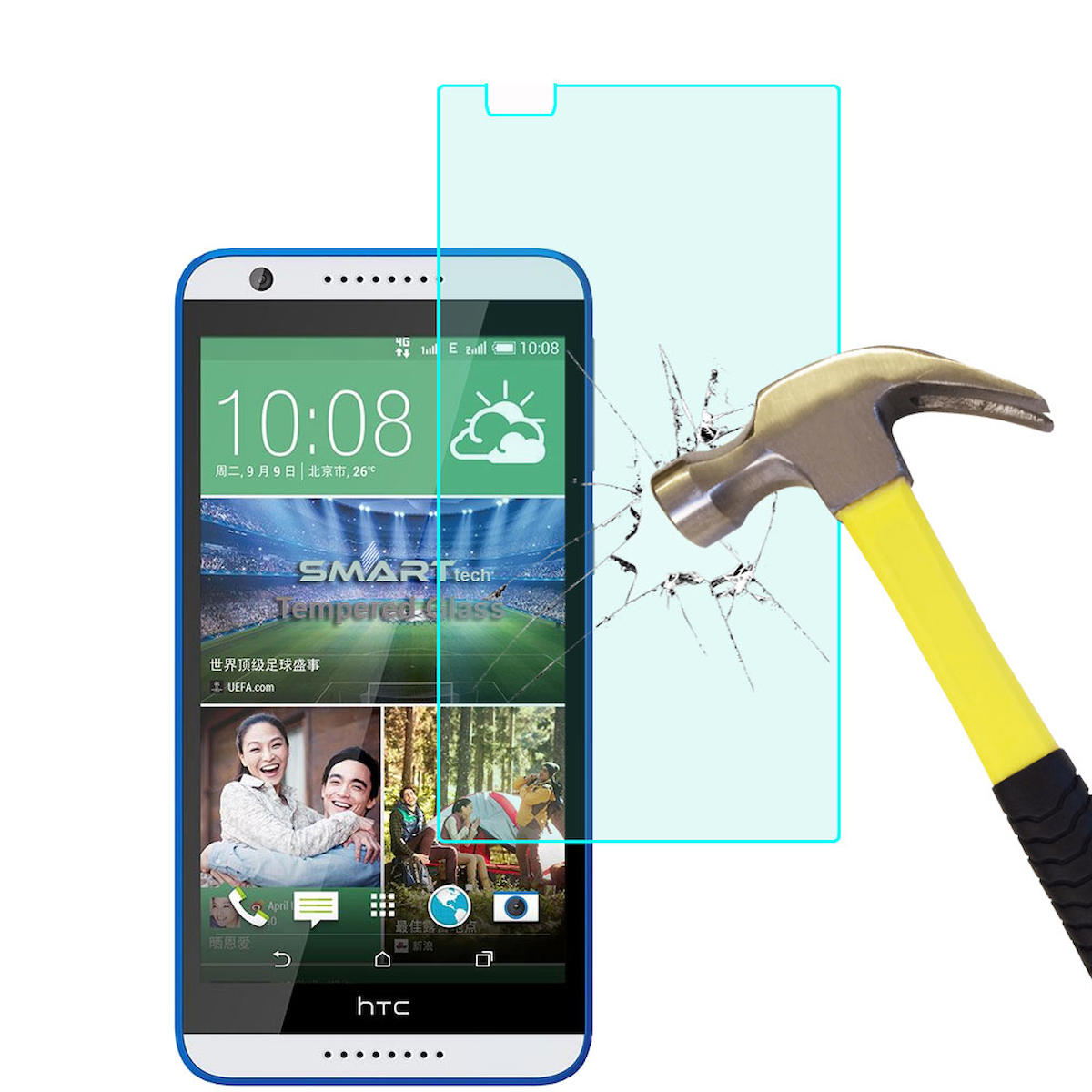 Smart Tech HTC Desire 820 Kırılmaz Temperli Cam Parlak Ekran Koruyucu