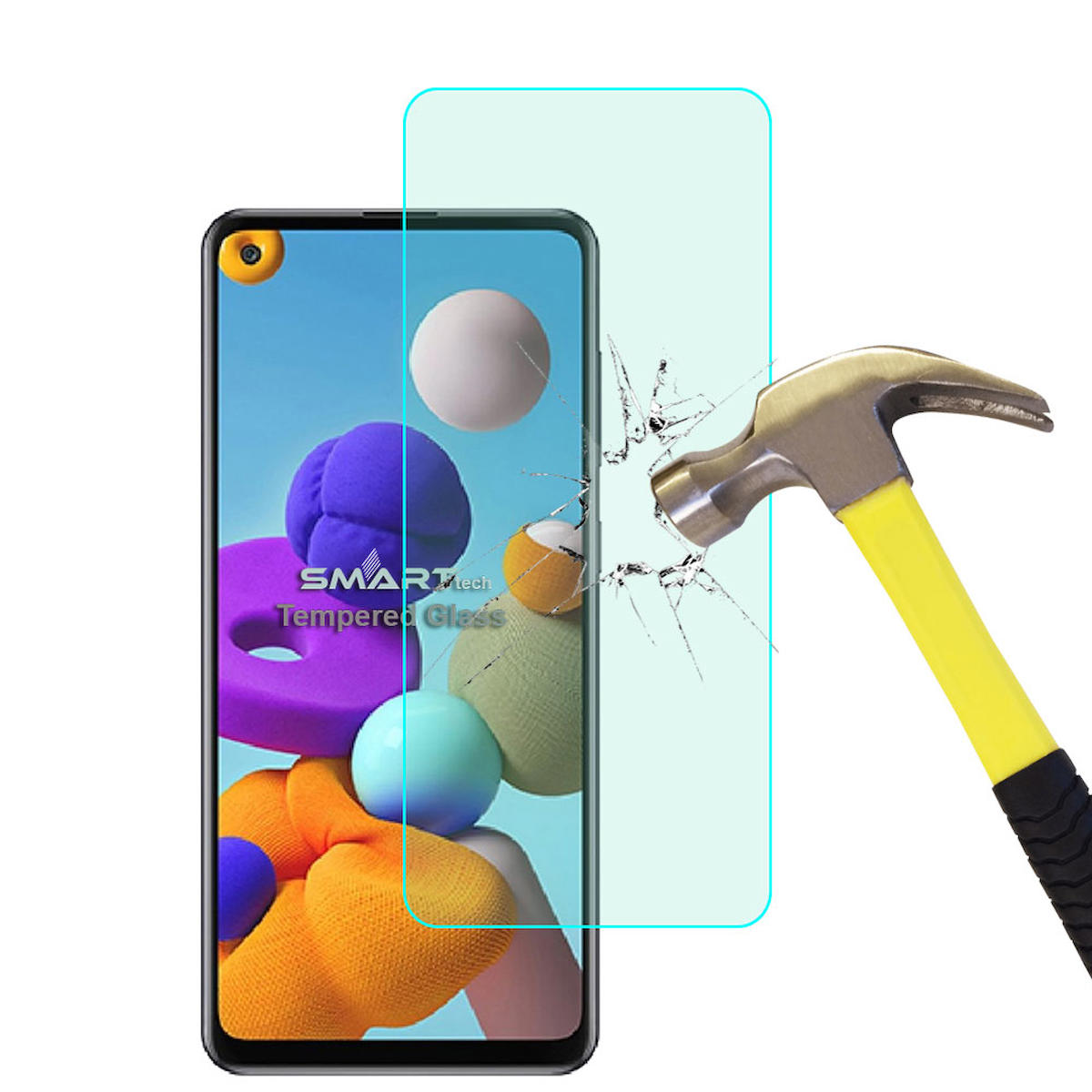 Smart Tech Samsung Galaxy A21S Kırılmaz Temperli Cam Parlak Ekran Koruyucu