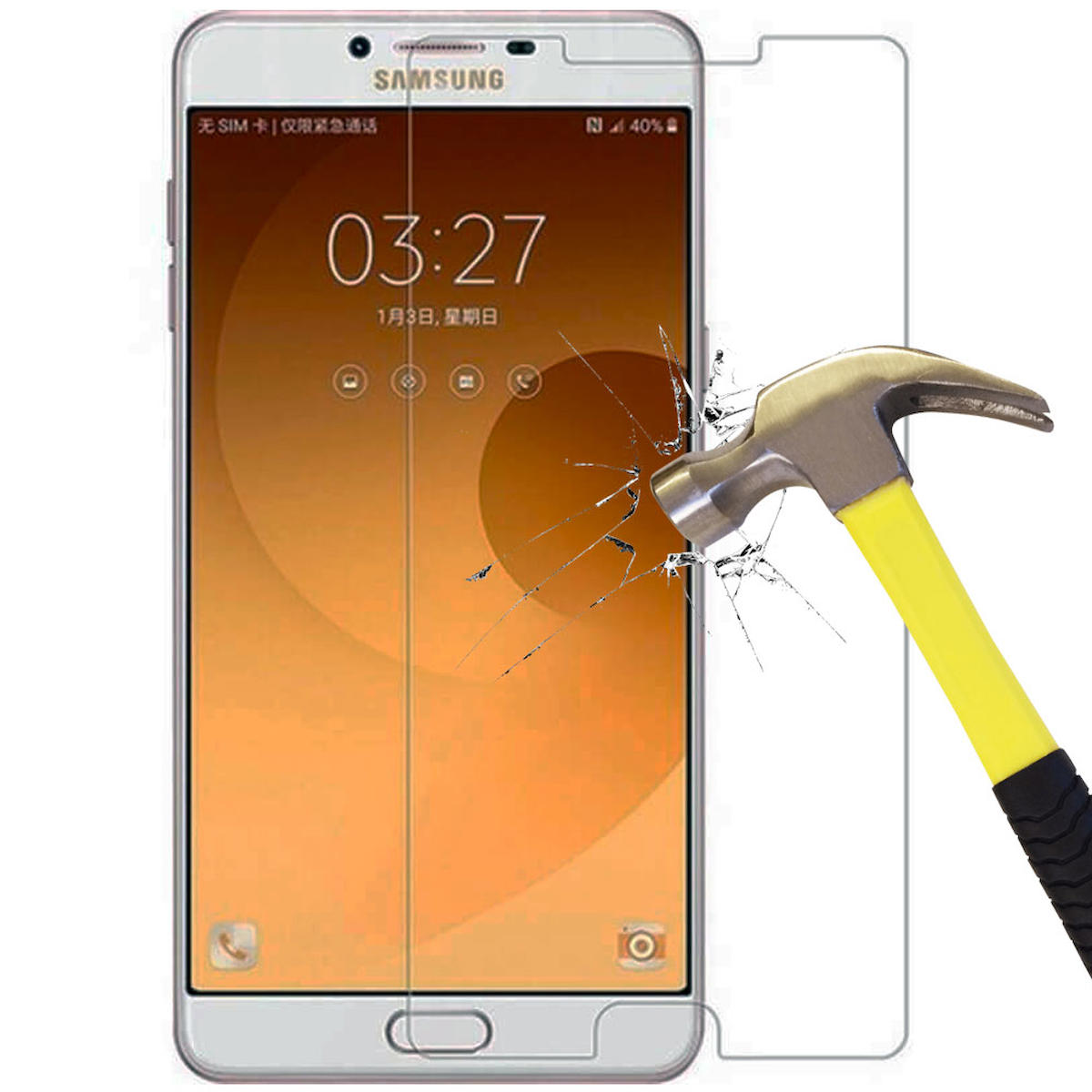 Smart Tech Samsung Galaxy C9 Kırılmaz Temperli Cam Parlak Ekran Koruyucu