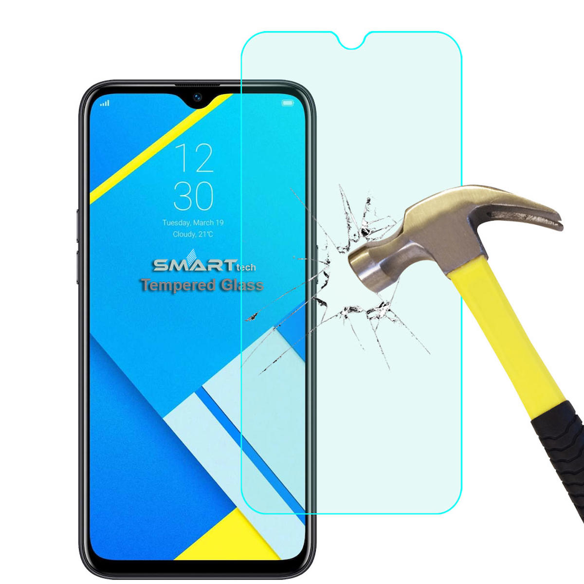 Smart Tech Realme C2 Kırılmaz Temperli Cam Parlak Ekran Koruyucu