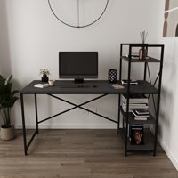 Smart Raflı Çalışma Masası - Antrasit - Siyah
