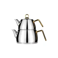 Amboss Aqa-4622 Aquamarine Orta Boy Altın Çelik Kulp Çaydanlık